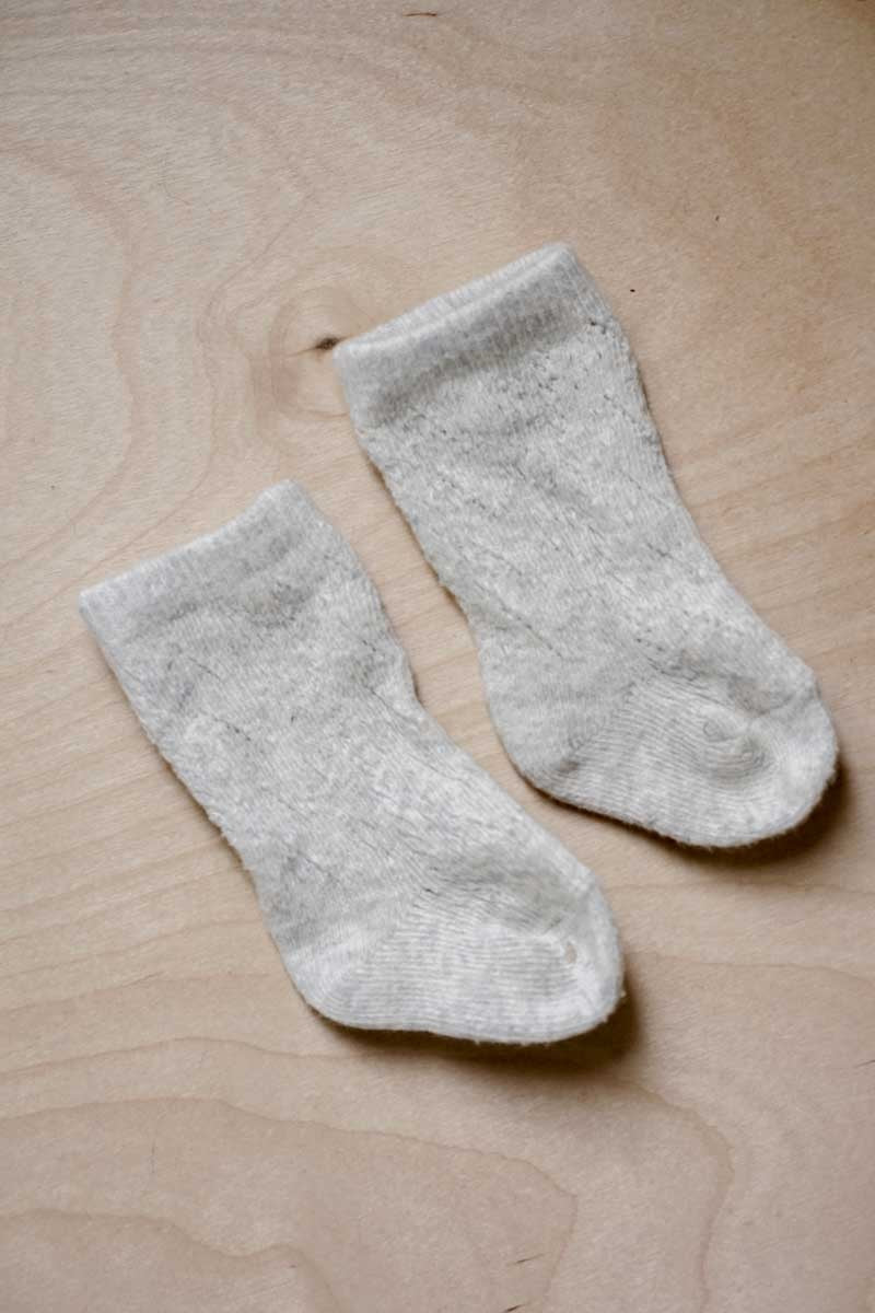 Ash Grey Pointelle Knee High Socks: newborn