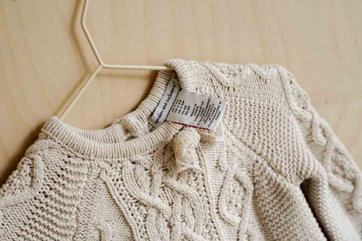 Beige Thick Cable Knit Dress: 3-6mos