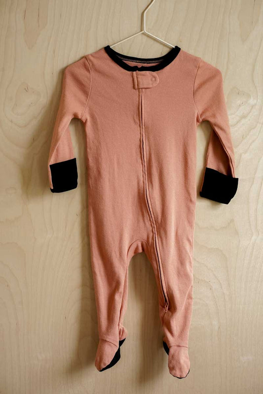 Orange & Black Zipper Footie Pajamas: 6-9mos