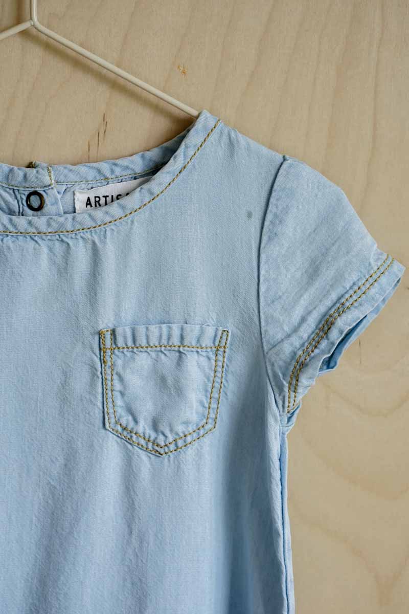 Blue Soft Denim Ombre Dress: 3T