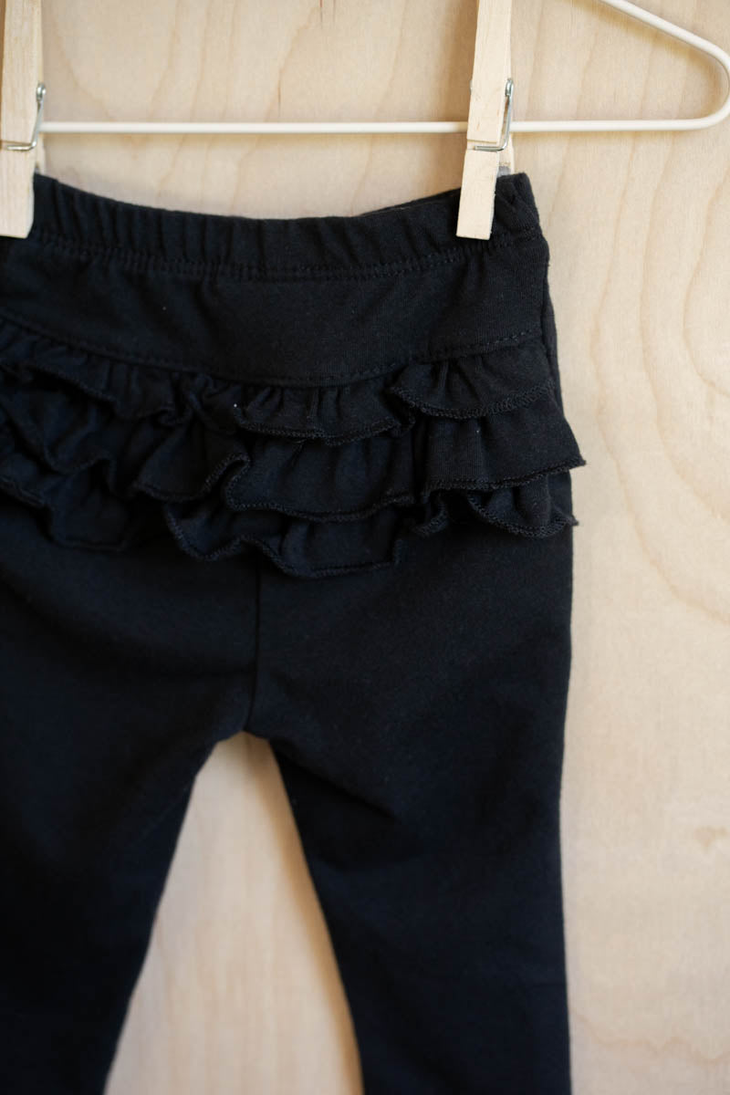 Black Ruffled Leggings: 3-6mos