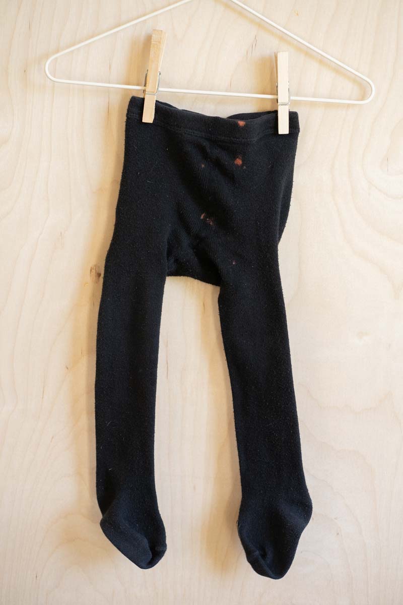 Black Bleach Distressed Tights: 6-18mos