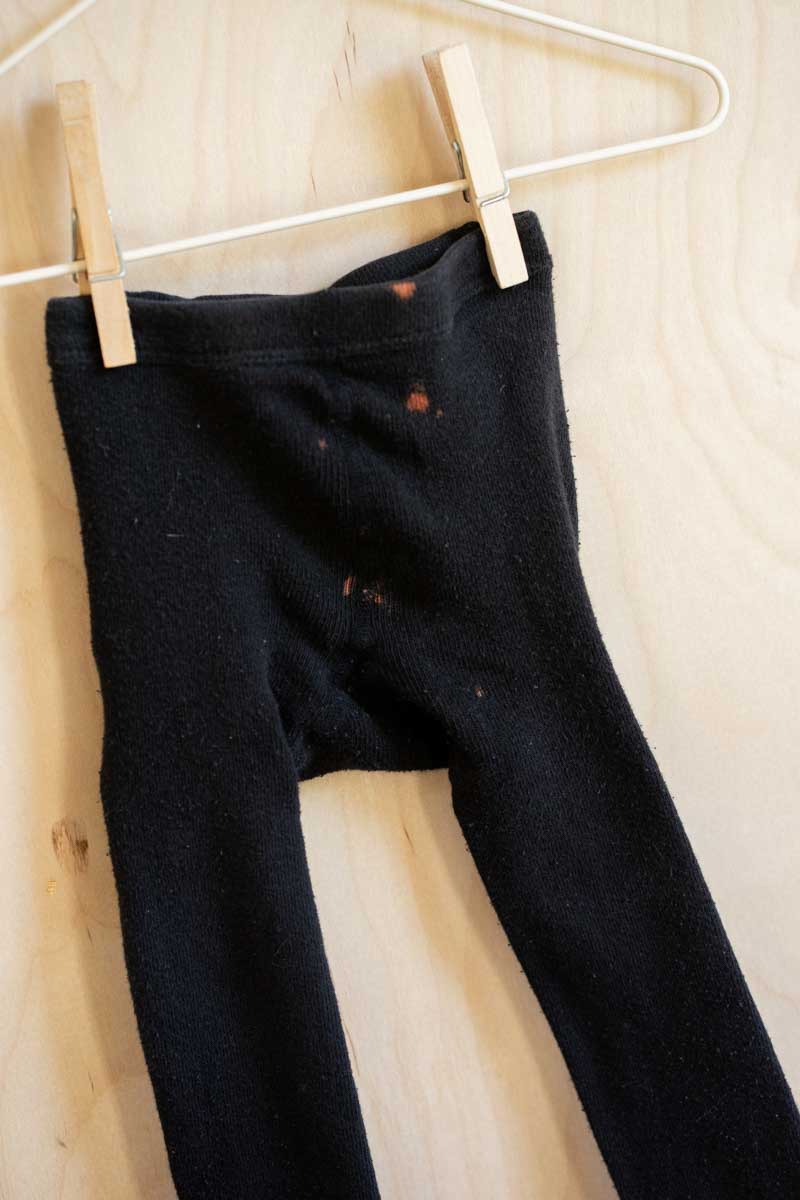 Black Bleach Distressed Tights: 6-18mos