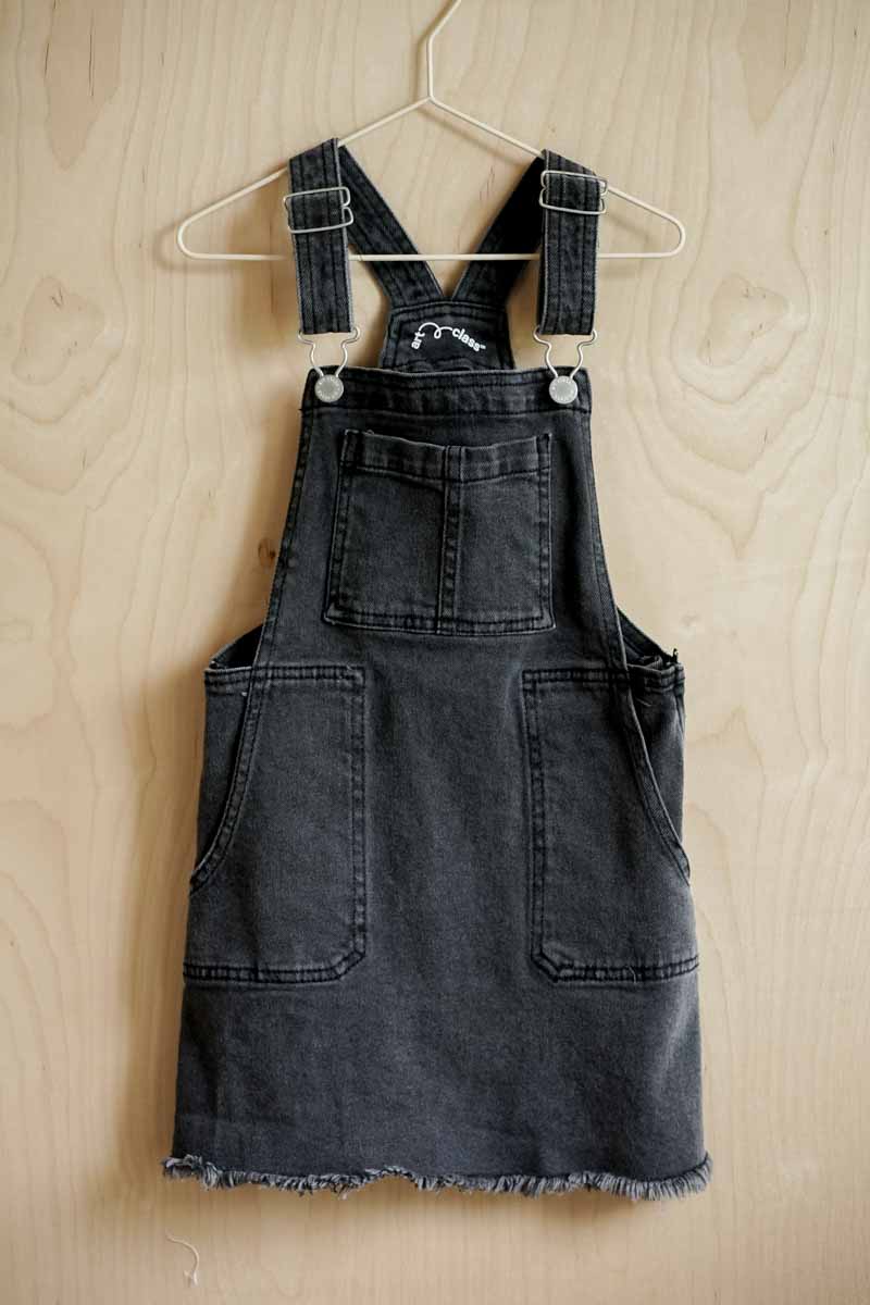 Black Faded Denim Jumper Dress: 6yr