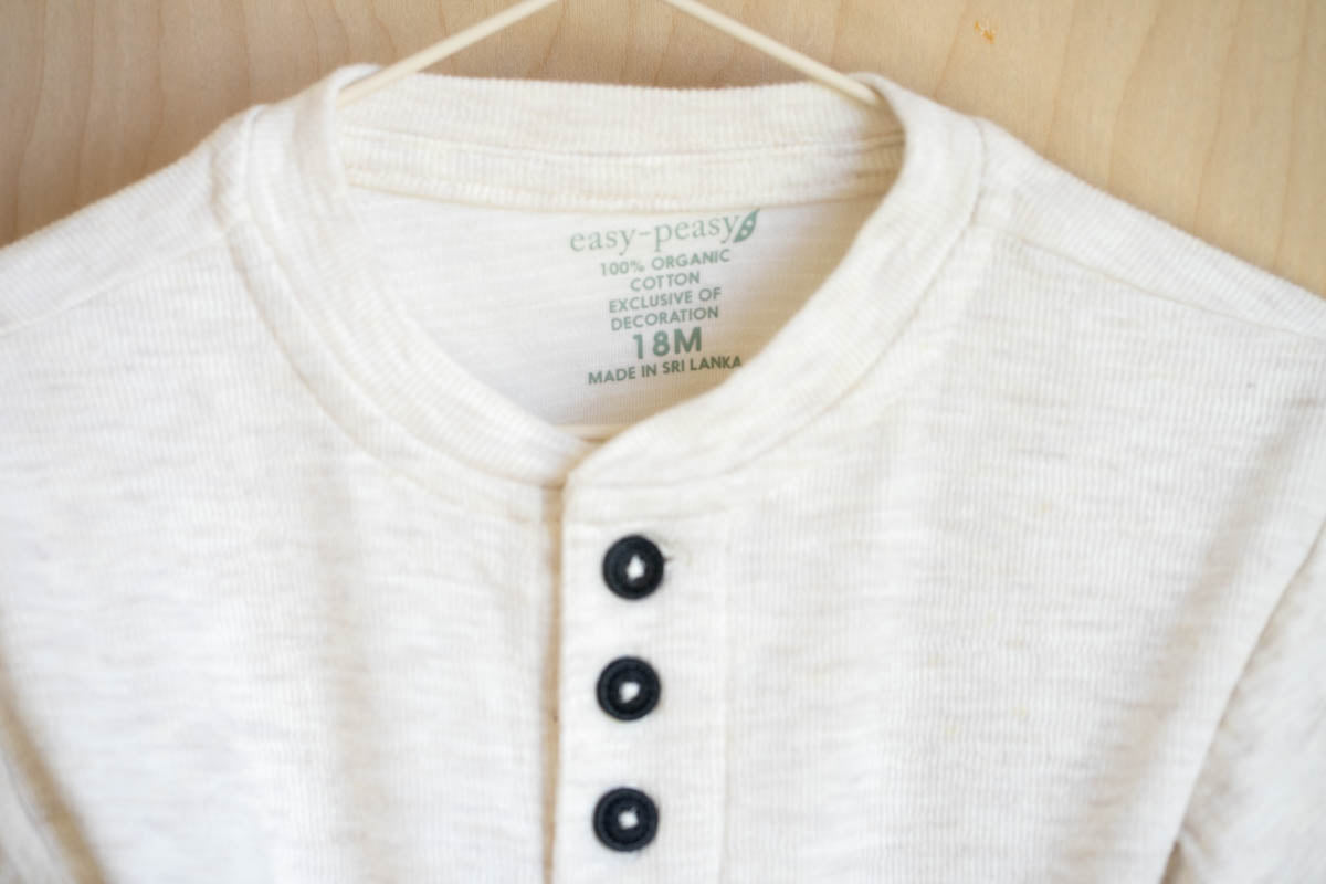 Cream Organic Henley Shirt: 18mos