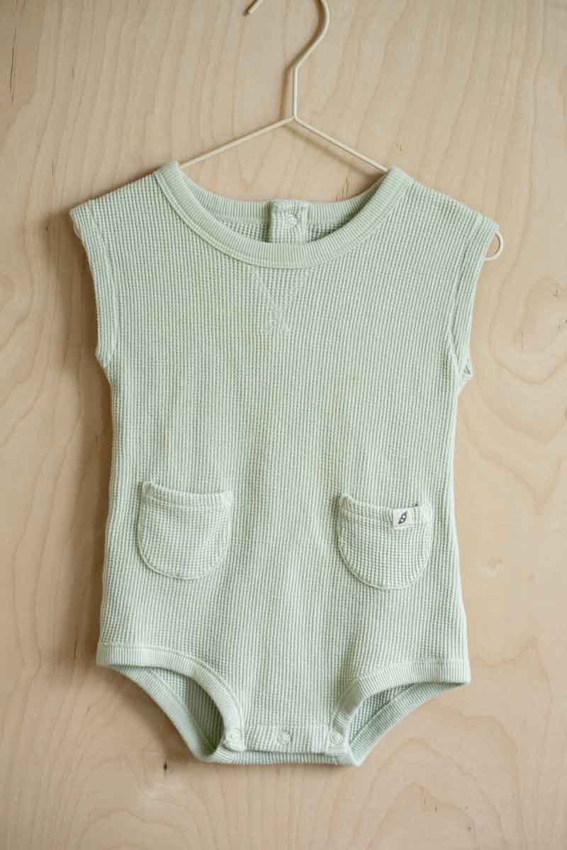 Sage Green Organic Waffle Romper: 18mos