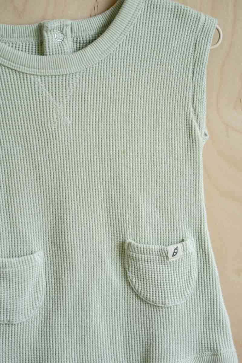 Sage Green Organic Waffle Romper: 18mos