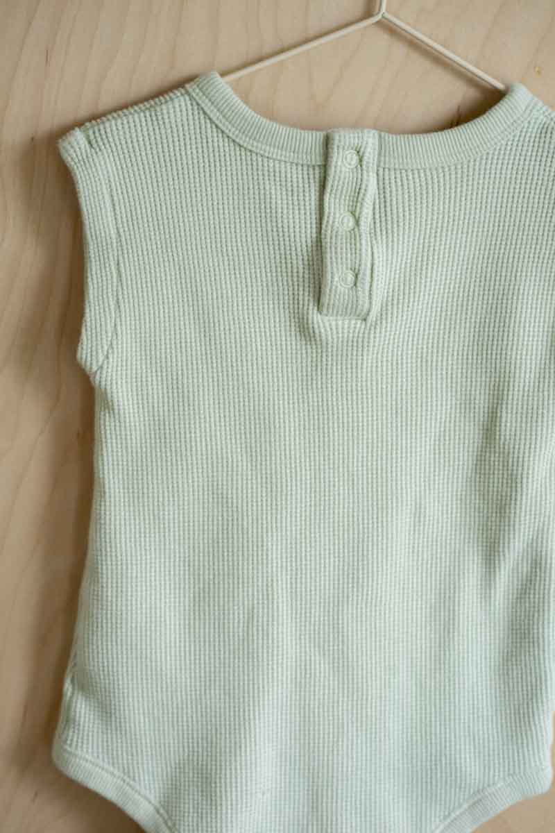 Sage Green Organic Waffle Romper: 18mos