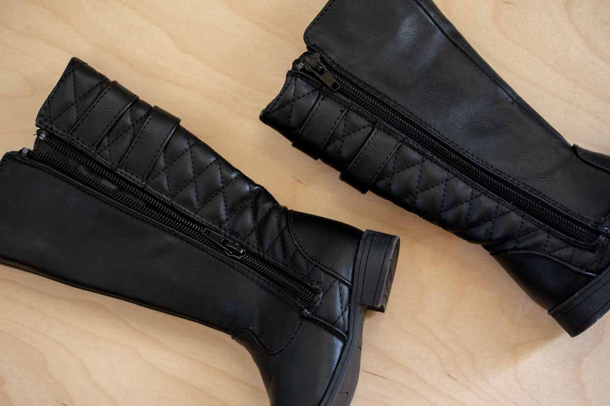 Black Faux Leather Riding Boots: 6M