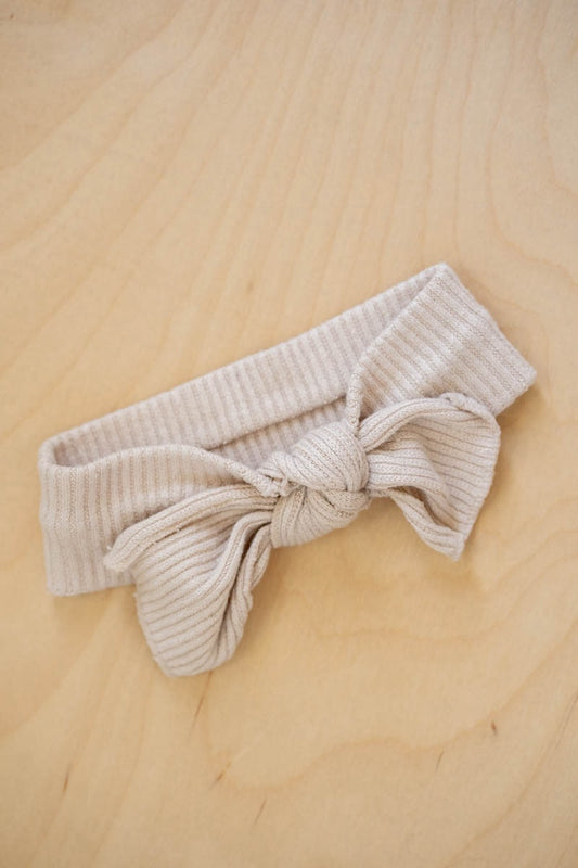 Beige Ribbed Headband: one size