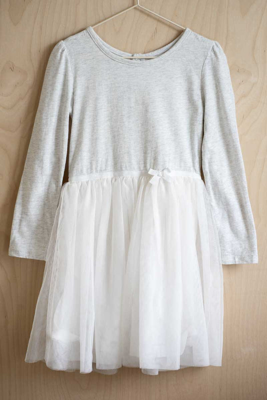 Ash Grey Long Sleeve Tutu Dress: 5T