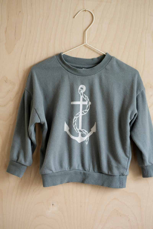 Teal Blue Anchor Pullover Sweater: 18-24mos