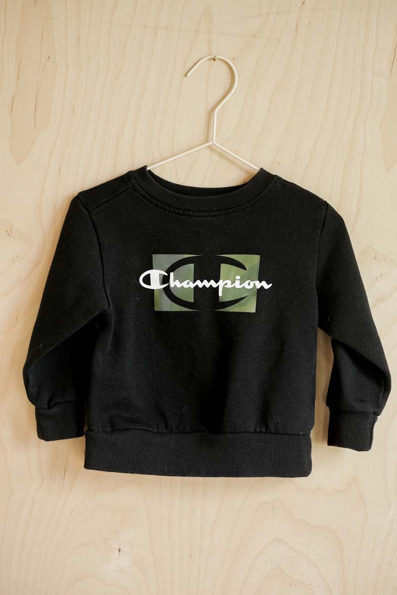 Black Athletic Fleece Pullover Sweater: 24mos