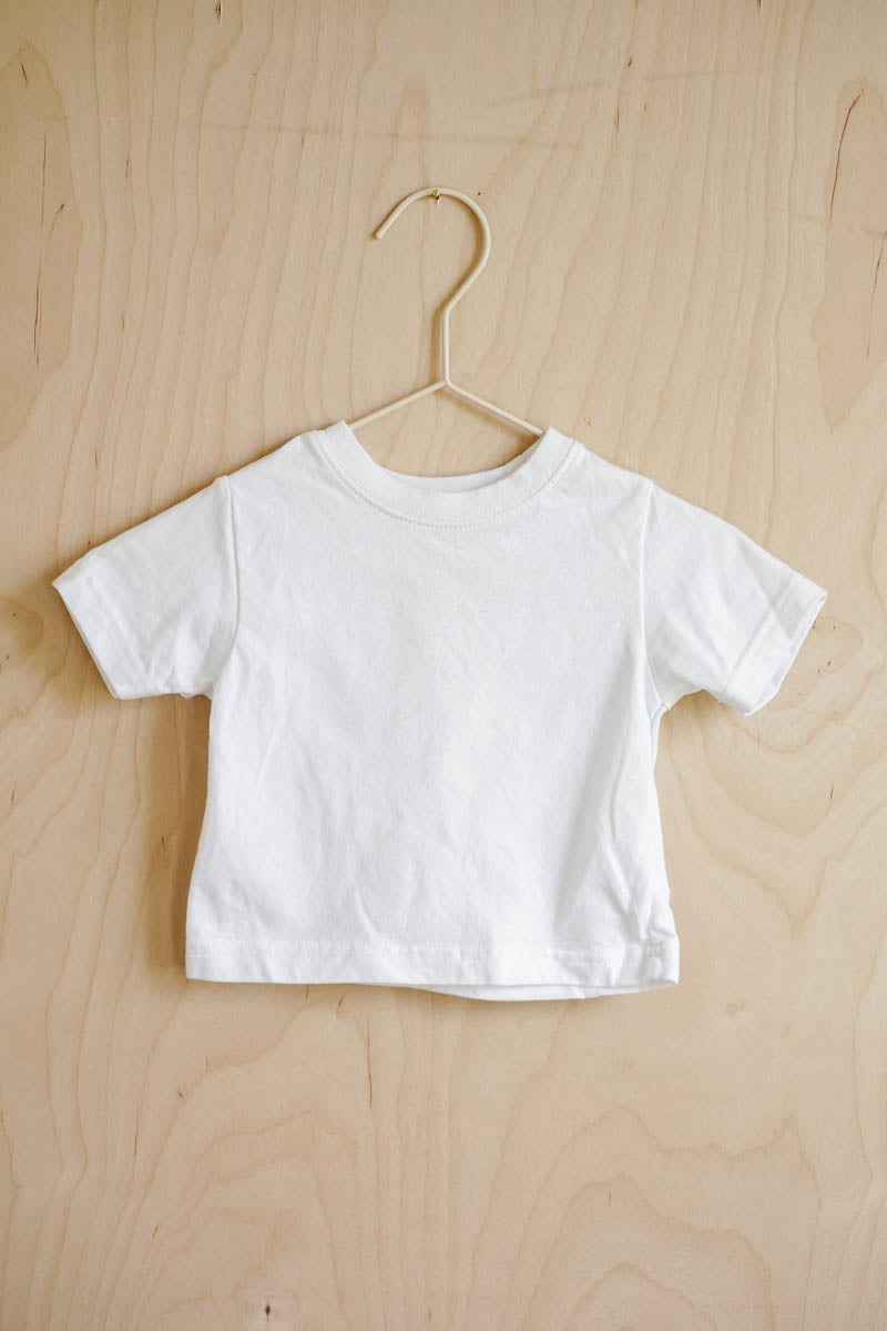 White Basic Cotton Tee: 0-3mos