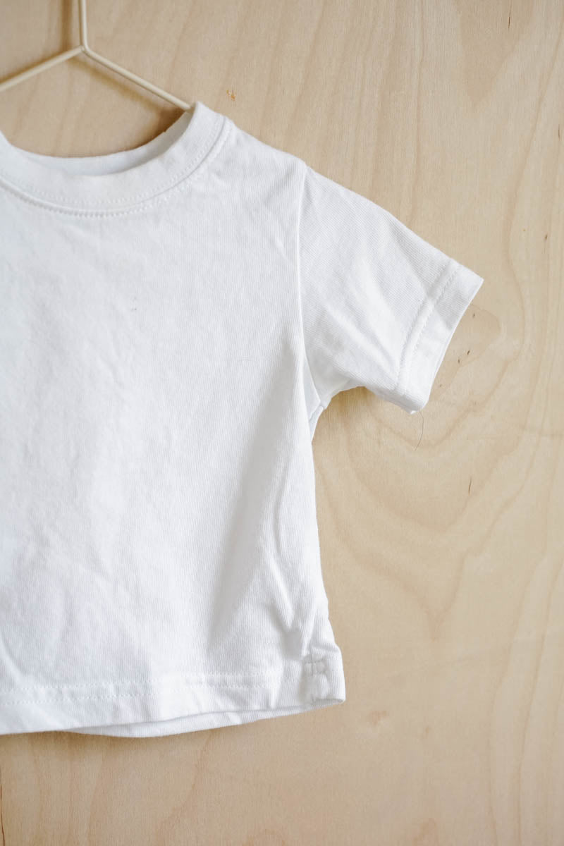 White Basic Cotton Tee: 0-3mos