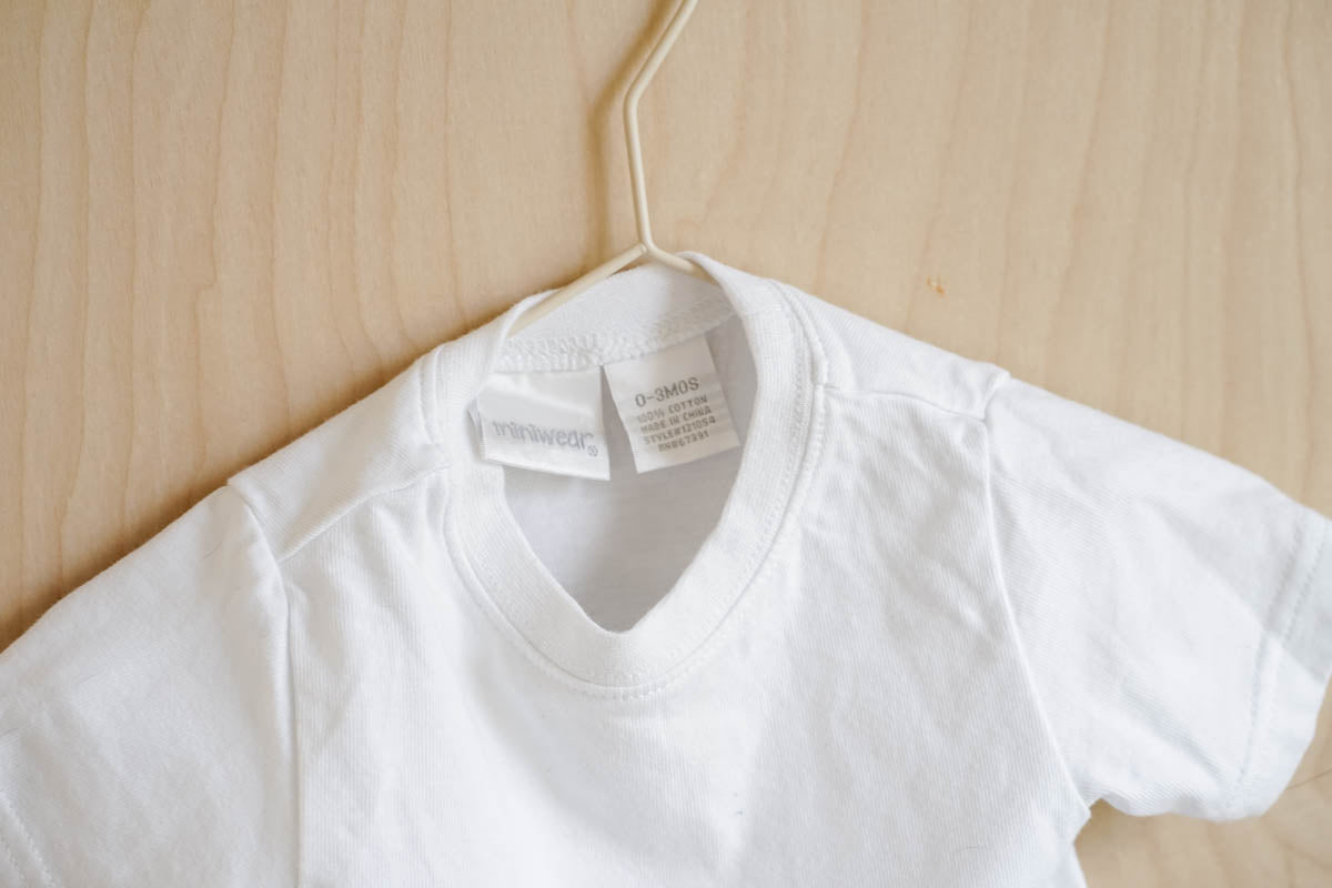 White Basic Cotton Tee: 0-3mos