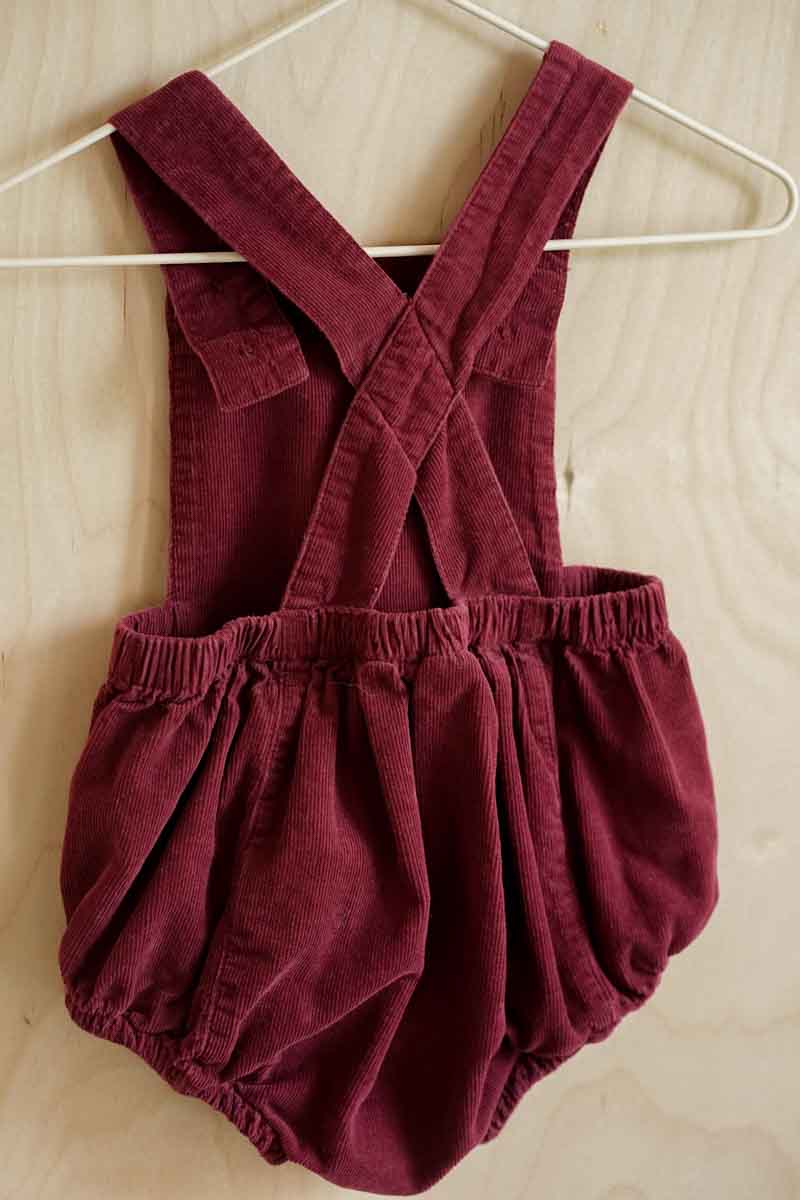 Burgundy Corduroy Romper: 6-12mos