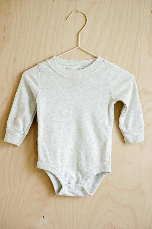 Ash Grey Long Sleeve Bodysuit: 6mos