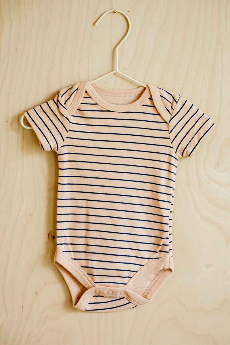 Light Orange Striped Bodysuit: 3-6mos