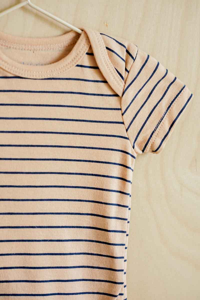 Light Orange Striped Bodysuit: 3-6mos