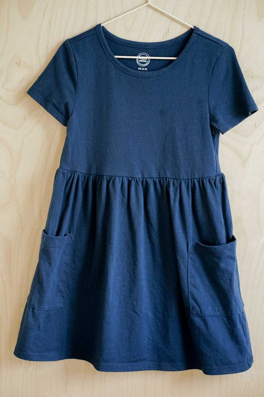 Navy Blue T-Shirt Dress: 4-5T