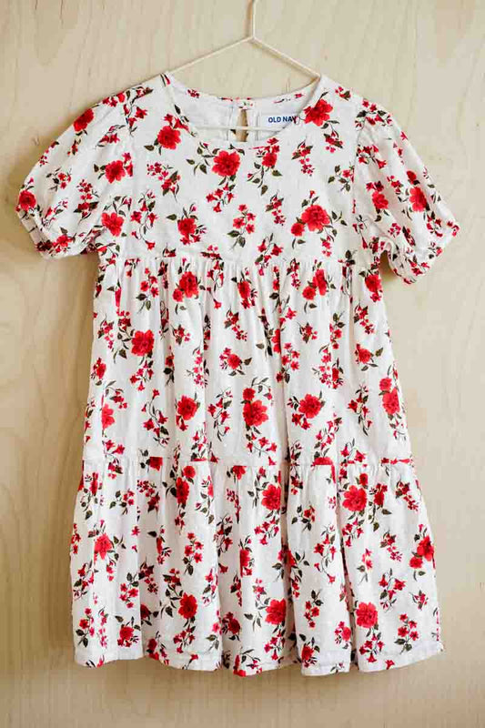 White & Red Roses Dress: 5T