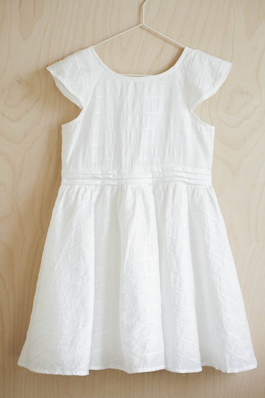 White Flowy Short Sleeve Dress: 5T