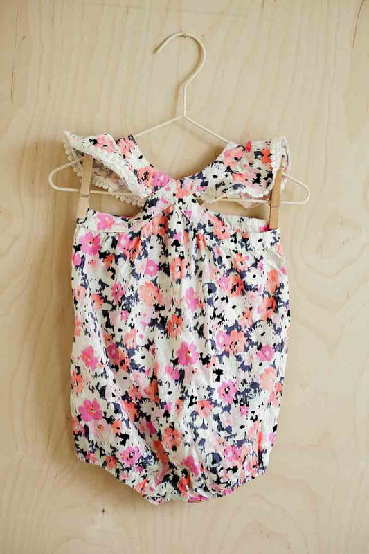 Colorful Floral Summer Romper: 3-6mos