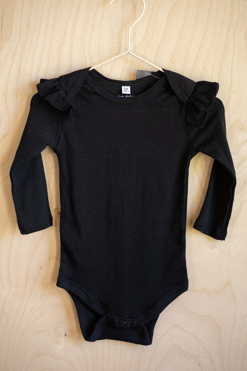 Black Soft Long Sleeve Bodysuit: 12mos