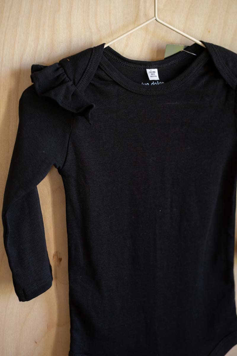 Black Soft Long Sleeve Bodysuit: 12mos