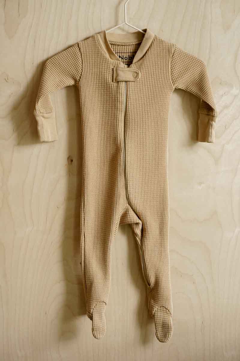 Camel Organic Waffle Footie Zipper Pajamas: 3-6mos