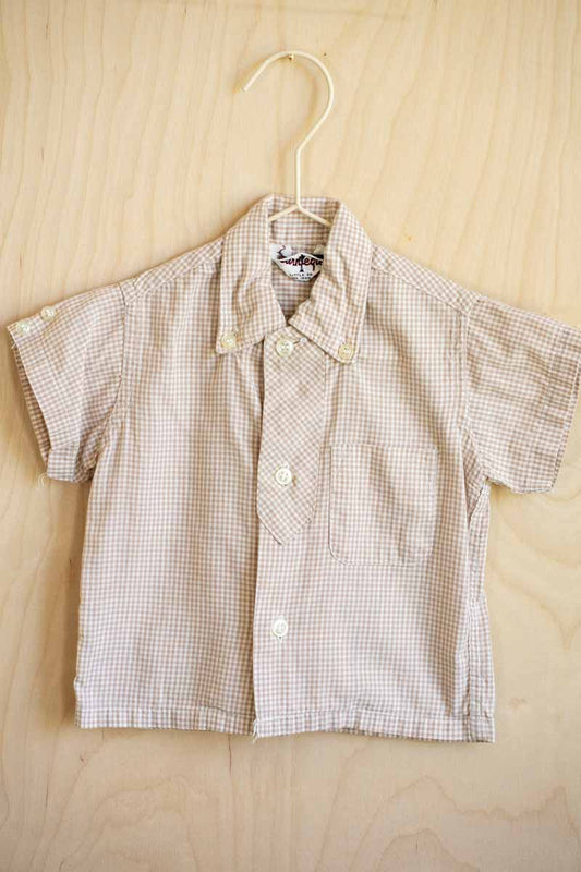 Tan Vintage Gingham Shirt: 12mos