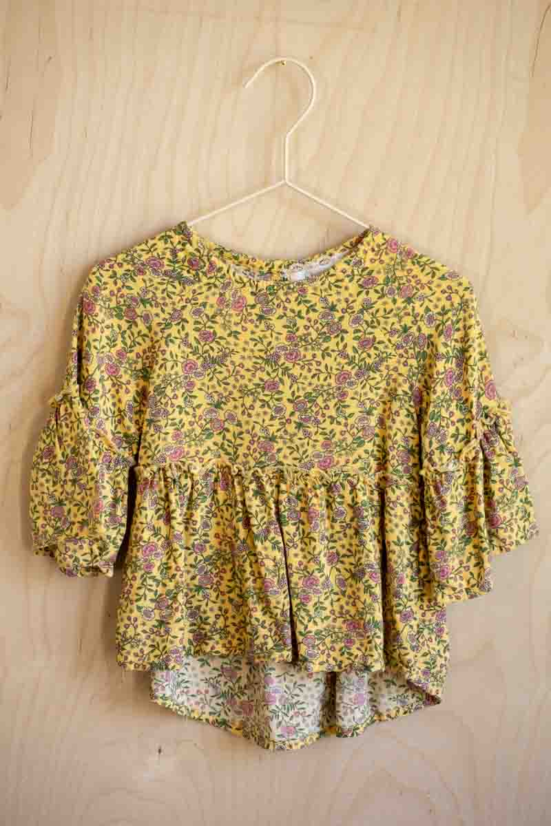 Yellow Flowy Floral Blouse: 4T