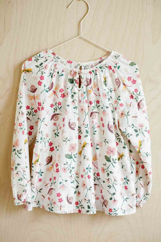 Cream Woodland Long Sleeve Blouse: 5T