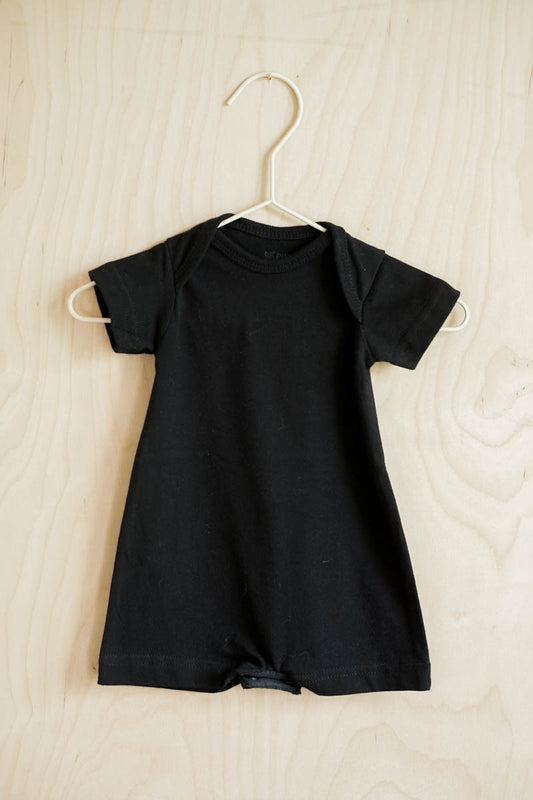 Black Cotton T-Shirt Romper: newborn