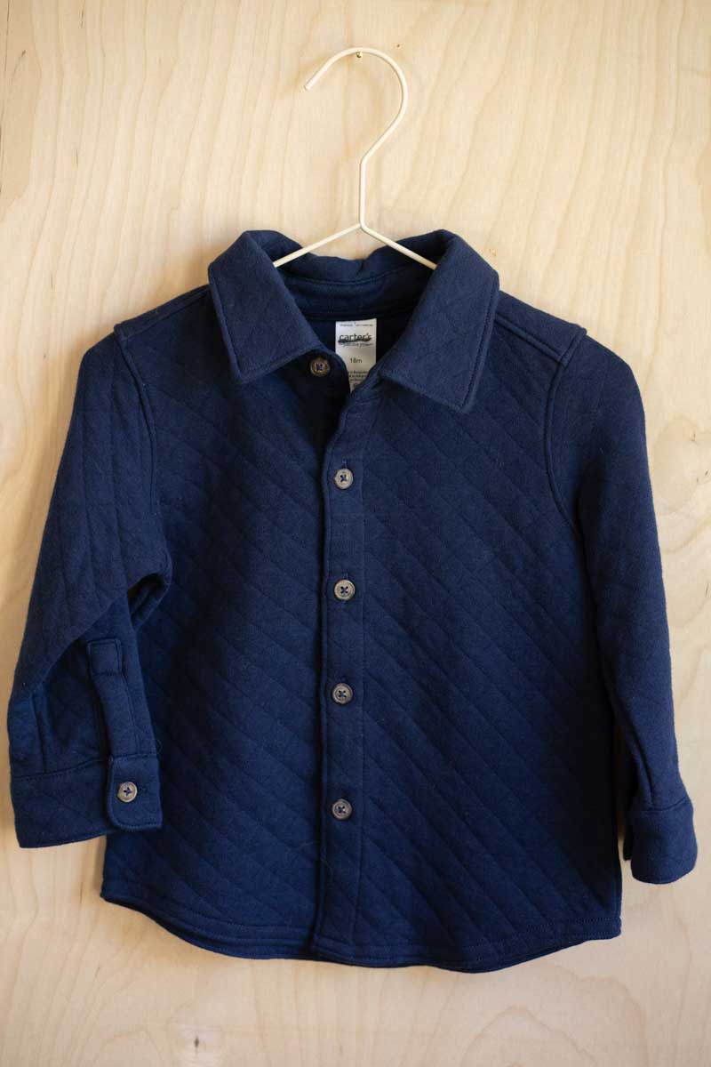 Navy Blue Quilted Jacket Shirt: 18mos