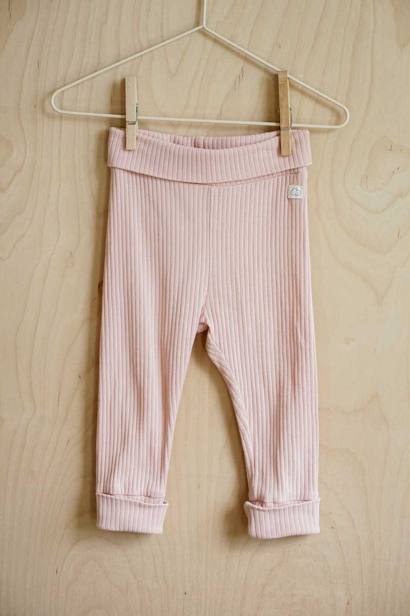 Pink Organic Ribbed Kimono Bodysuit & Pants Set: 9mos