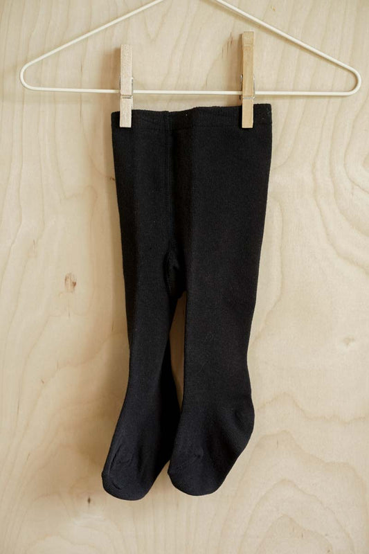 Black Ribbed Tights: 0-3mos