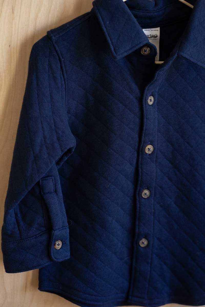 Navy Blue Quilted Jacket Shirt: 18mos