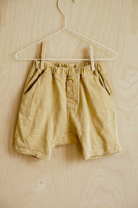 Yellow Organic Soft Harem Shorts: 18mos