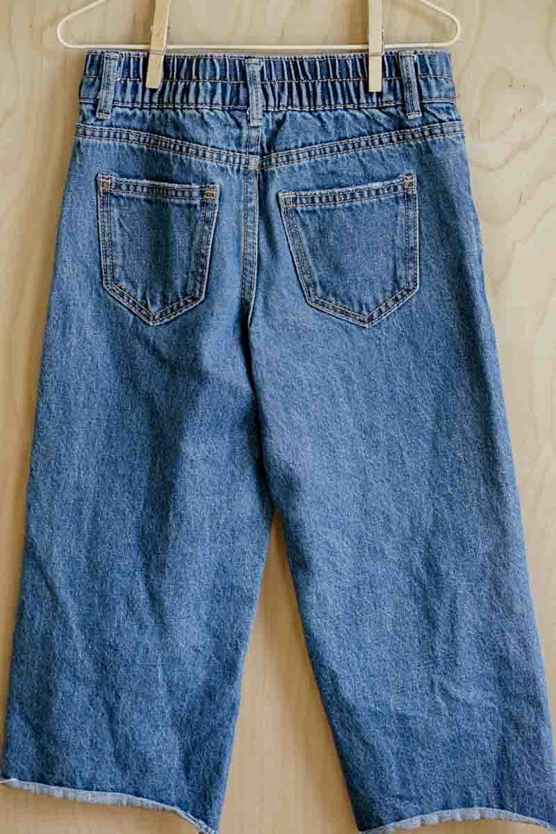 Blue Distressed Wide Leg Jeans: 6yr