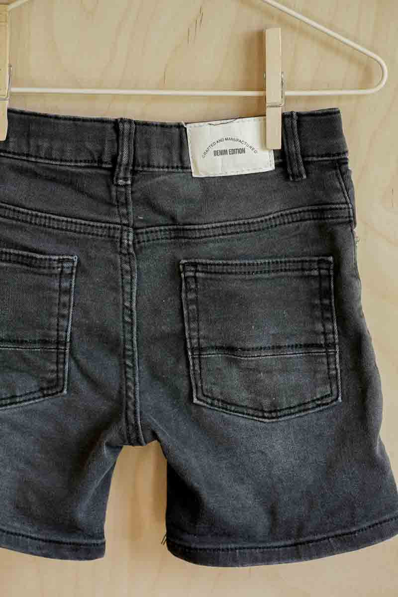 Black Faded Denim Shorts: 2-3T