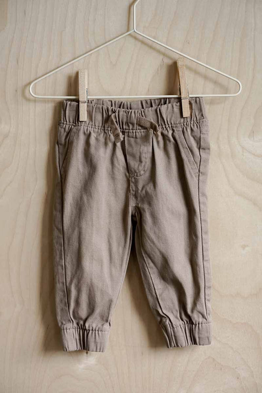 Tan Cotton Joggers: 6-9mos