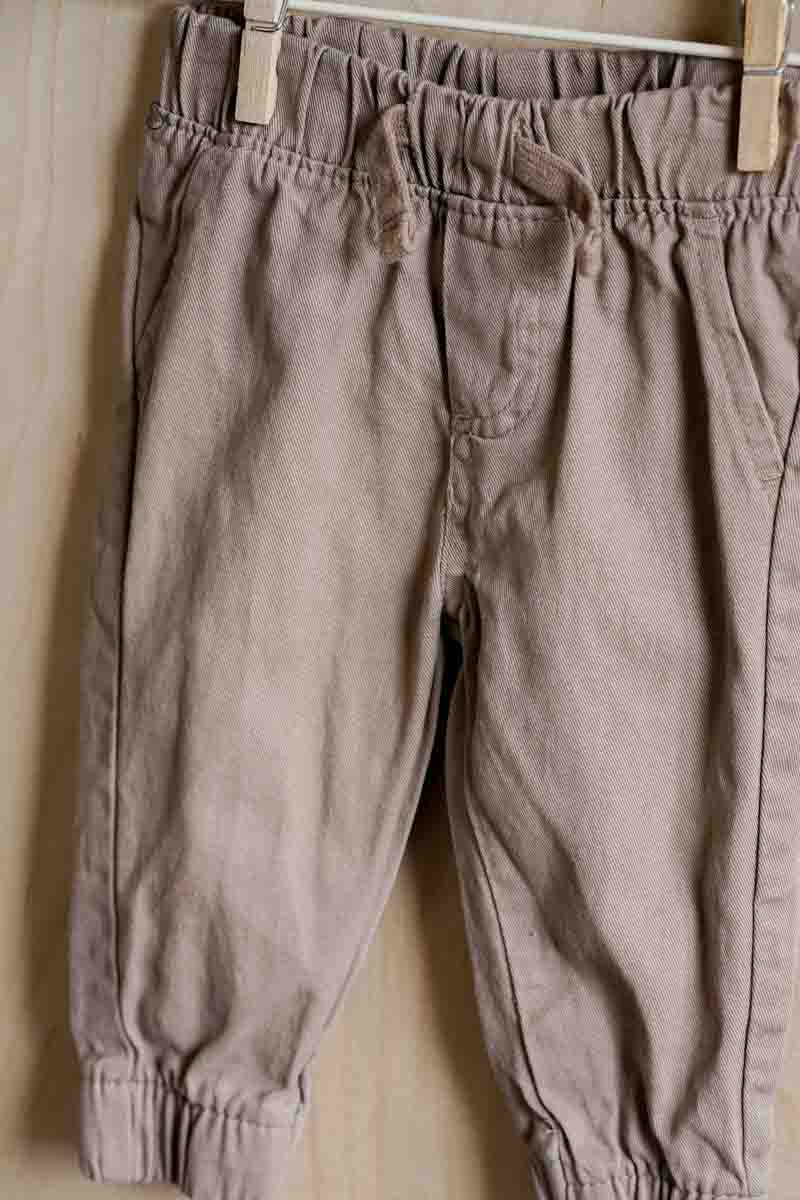 Tan Cotton Joggers: 6-9mos