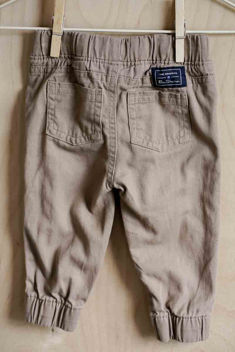 Tan Cotton Joggers: 6-9mos