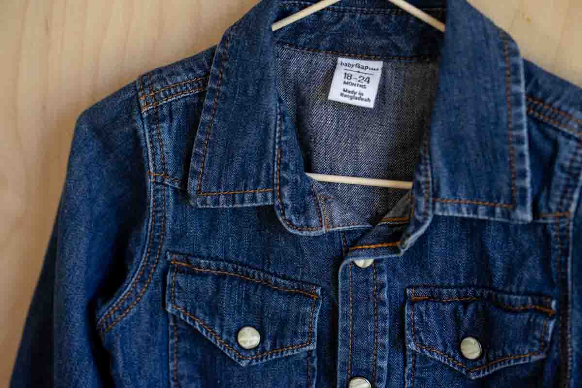 Blue Denim Pearl Snap Button Up Shirt: 18-24mos