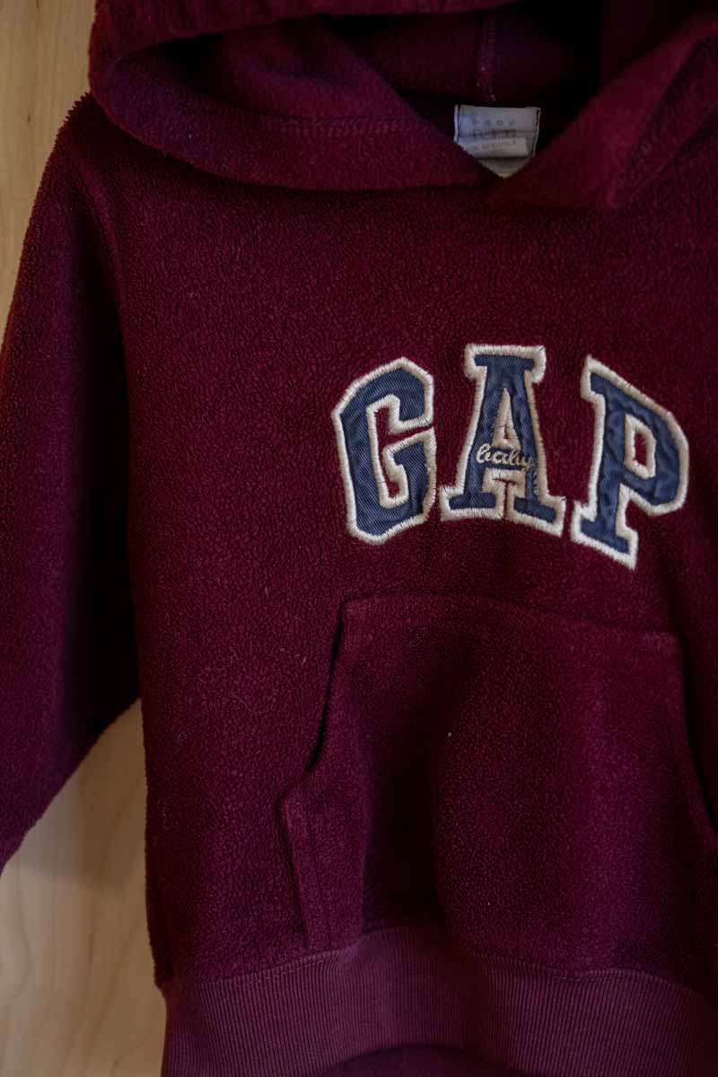 Burgundy Vintage Pullover Hoodie: 18-24mos