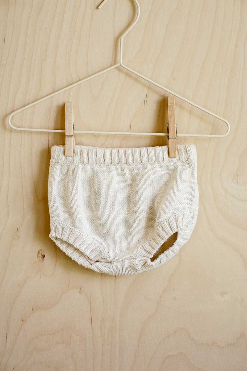 Cream Knit Bloomers: 0-3mos