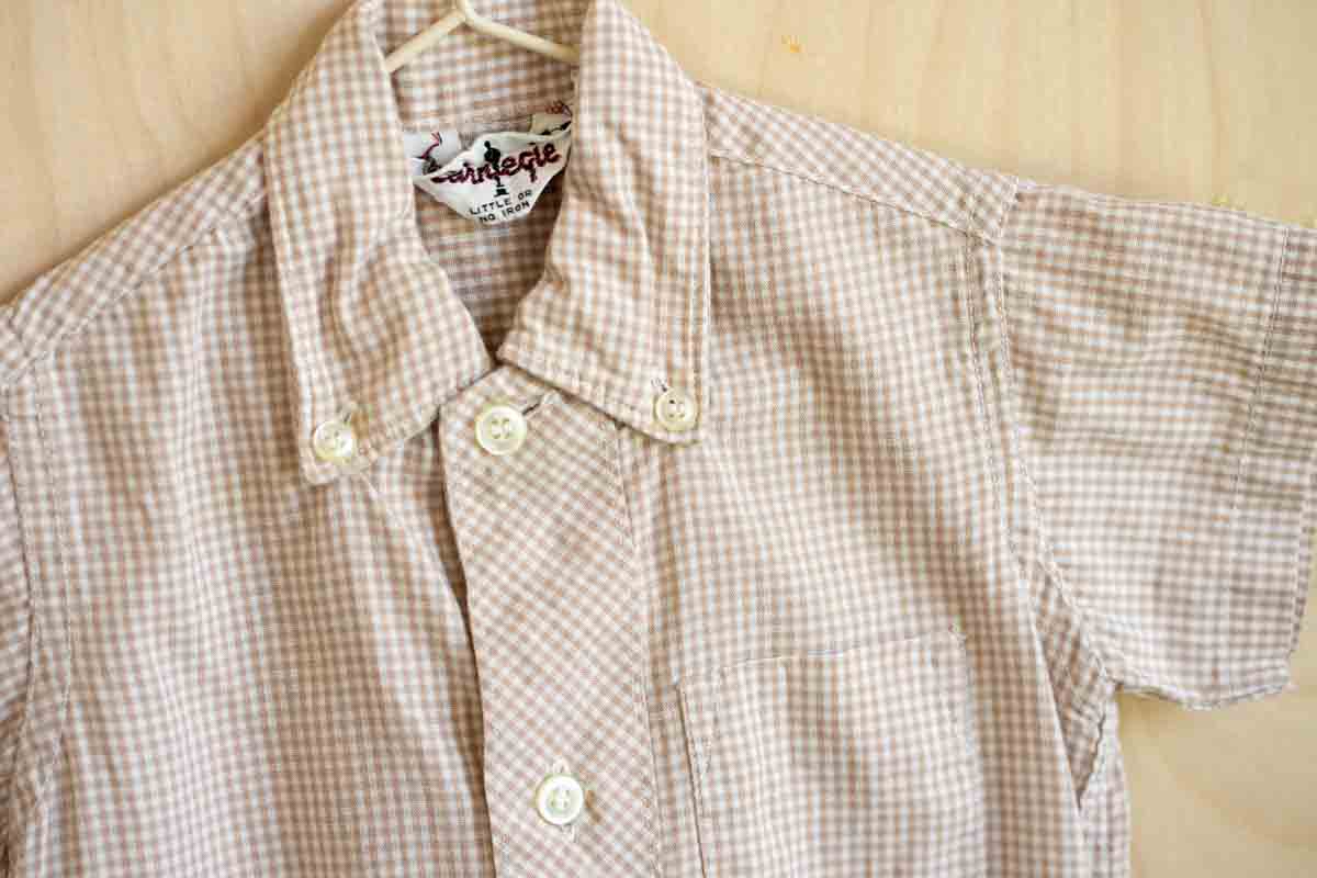 Tan Vintage Gingham Shirt: 12mos