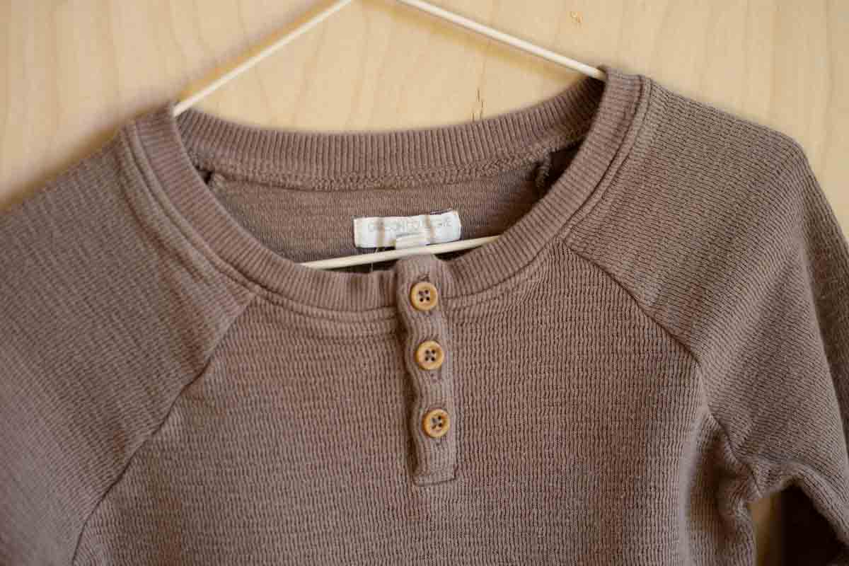 Brown Long Sleeve Henley Shirt: 18mos